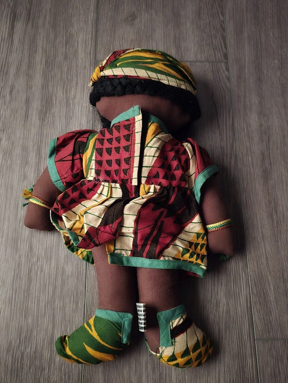 LEKIA Handmade African Rag Doll Ghana Yaa Thursday Kente Print Collectible Tags
